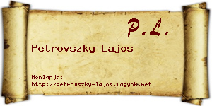 Petrovszky Lajos névjegykártya